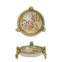 A BRONZE MOUNTED PORCELAIN DISH