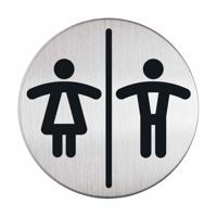 Novioproducts Pictogram zelfklevend rond heren-/damestoilet RVS - thumbnail