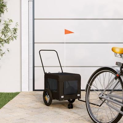 Hondenfietstrailer oxford stof en ijzer zwart