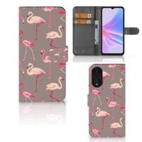OPPO A78 5G | A58 5G | Telefoonhoesje | Met pasjeshouder | Flamingo