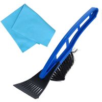 Autoramen stevige IJskrabber met borstel blauw 31 cm met anti-condens doek - thumbnail