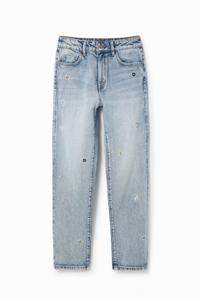 Straight jeans met applicaties - BLUE - 34