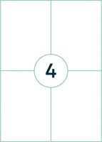 Huismerk A4 Stickervellen voor pakketten en brieven | 105 x 148 mm | Wit - 4 Stickers per Vel - 100 stuks per verpakking