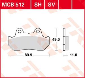 TRW Remblokken, en remschoenen voor de moto, MCB512SH Sinter street