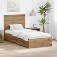 Bedframe met hoofdeinde Artisan Eiken 90 x 200 cm Bewerkt hout