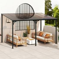 Terrasoverkapping 3 x 4 m Pergola met Schuin Polycarbonaat Dak Vrijstaande Terrasoverkapping Voor Wandmontage Paviljoen Voor Terras