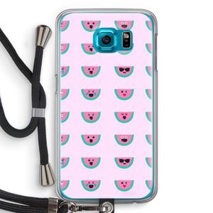 Smiley watermeloenprint: Samsung Galaxy S6 Transparant Hoesje met koord