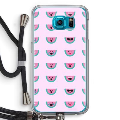 Smiley watermeloenprint: Samsung Galaxy S6 Transparant Hoesje met koord