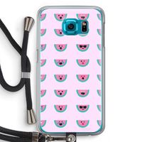 Smiley watermeloenprint: Samsung Galaxy S6 Transparant Hoesje met koord