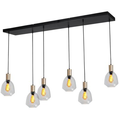 Masterlight 6-lichts hanglamp - goud -Porto met Nicolette clear glazen - 2711-05-02-130-25612