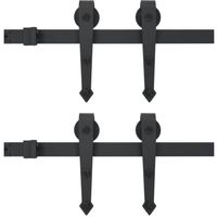 vidaXL Onderdelenset voor schuifdeur 2x183 cm staal zwart - thumbnail