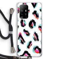 Cheetah color: Oppo A94 5G Transparant Hoesje met koord