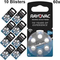 60 Stuks (10 Blisters a 6st) - Rayovac akoestische HA675 / 675 / PR44 / ZL1 640 mAh 1.4V gehoorapparaat batterij - thumbnail