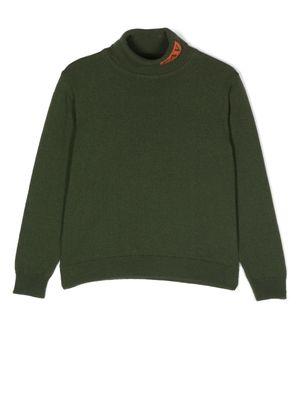Fay Kids pull à logo en maille intarsia - Vert