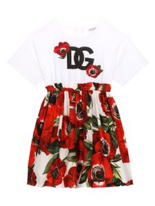 Dolce & Gabbana Kids robe en coton à fleurs - Blanc