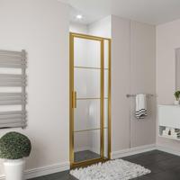 Aqua Vista Nisdeur - 100x200cm - 8mm - helder nano coating glas - frame - geborsteld messing R-BYT-L100-FFF Aqua Vista Nisdeur - 100x200cm - 8mm - helder nano coating glas - frame - geborsteld messing R-BYT-L100-FFF