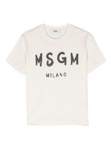 MSGM Kids t-shirt en coton à logo imprimé - Blanc