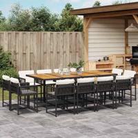 13-delige Tuinset met kussens poly rattan zwart 13-delige Tuinset met kussens poly rattan zwart