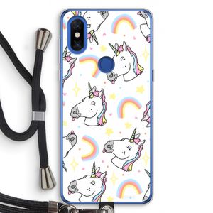 Rainbow Unicorn: Xiaomi Mi Mix 3 Transparant Hoesje met koord