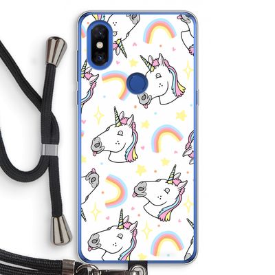 Rainbow Unicorn: Xiaomi Mi Mix 3 Transparant Hoesje met koord