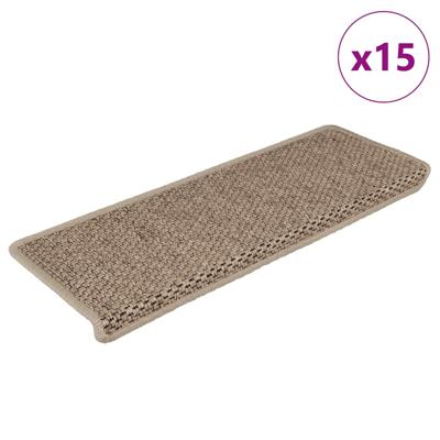 Trapmatten zelfklevend 15 st sisal-look 65x21x4 cm zandkleurig