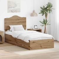 Bedframe met hoofdeinde Artisan Eiken 90 x 190 cm Bewerkt hout