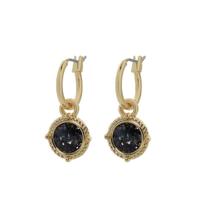 Biba Hang Oorbellen Goud met Swarovski Steentje Black Patina Biba Hang Oorbellen Goud met Swarovski Steentje Black Patina