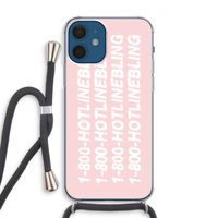 Hotline bling pink: iPhone 12 Transparant Hoesje met koord