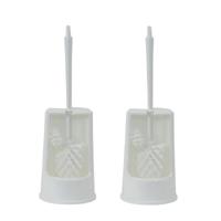 Toiletborstel - 2x - inclusief randreiniger - wit