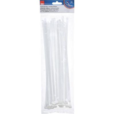 Max Hauri 136686 Kabelbinder 300 mm 7.5 mm Wit Hersluitbaar, Flexibel 20 stuk(s)