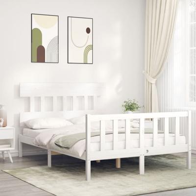 Bedframe zonder matras massief grenenhout wit 140x190 cm
