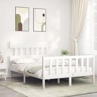 Bedframe zonder matras massief grenenhout wit 140x190 cm