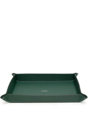 Smythson grand plateau rectangulaire en cuir - Vert