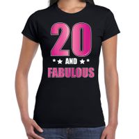20 and fabulous verjaardag cadeau t-shirt / shirt 20 jaar zwart voor dames