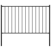 Schuttingpaneel met palen gepoedercoat staal 1,7x1 m zwart