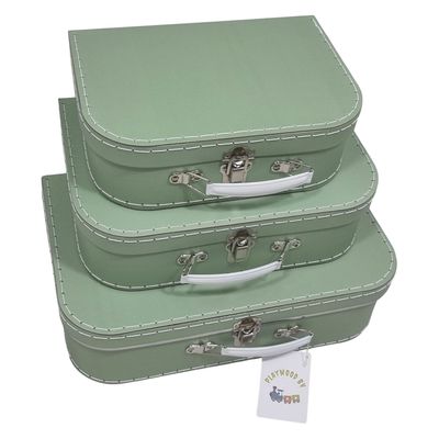 Playwood kartonnen koffer set groen, 3st.