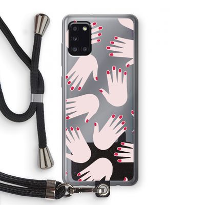 Hands pink: Samsung Galaxy A31 Transparant Hoesje met koord