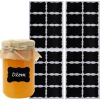 Malatec Krijtbord etiketten/stickers met stift - herschrijfbaar - 24x stuks - Keuken labels
