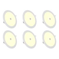 LED Downlight Slim 6-Pack met PIR Bewegingssensor - 12W Warm Wit 3000K - Ø170mm