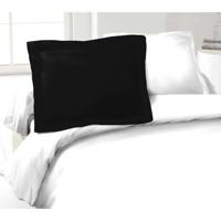 LOVELY HOME Set van 2 kussenslopen 100% katoen 50x70 cm - zwart - thumbnail