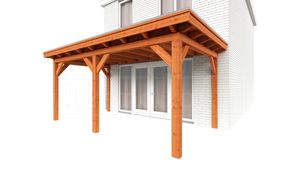 Trendhout Aanbouwveranda Lucca 555x325 cm - Plat dak- - Onbehandeld lariks Douglas hout- Trendhout