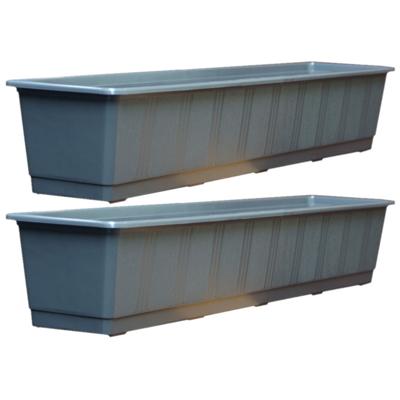 Geli Plantenbak - Set van 5x stuks - grijs - rechthoekig - kunststof - 80 x 17,5 x 14,5 cm