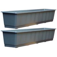 Geli Plantenbak - Set van 5x stuks - grijs - rechthoekig - kunststof - 80 x 17,5 x 14,5 cm