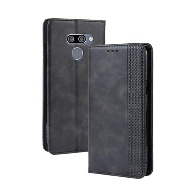Magnetische Buckle retro Crazy Horse textuur horizontale Flip lederen case voor LG K50/LG q60 met houder & kaartsleuven & fotolijstjes (zwart)