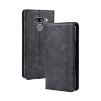 Magnetische Buckle retro Crazy Horse textuur horizontale Flip lederen case voor LG K50/LG q60 met houder & kaartsleuven & fotolijstjes (zwart)