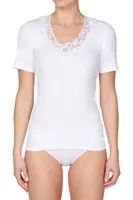 Toker Dames Hemd kant, korte mouw 206/1 - 100% katoenen ondershirt met kant - T-shirt