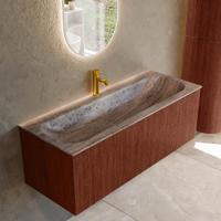 Badmeubel Mondiaz Kurve-Dlux | 120 cm | Meubelkleur Ruby | Wastafelkleur Oza | Solid surface | Wasbak midden spoelbak | 1 kraangat