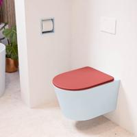 MONDIAZ LAVIE hangend toilet single fire rimless diepspoel Clay, Toiletzitting met quick-release & softclose Fire