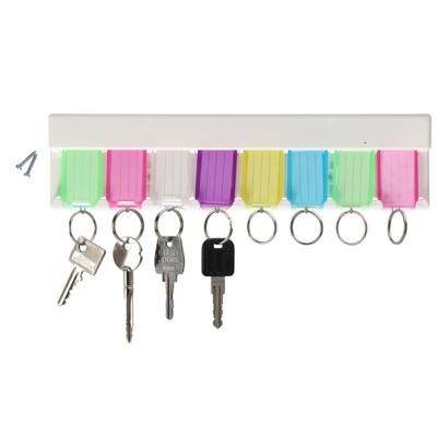 Sleutelrekje met 8 sleutellabels - kunststof - kleurenmix - 29 cm - sleutelhangers