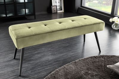 Design bank BOUTIQUE 100cm groen fluweel zwarte metalen poten - 43321